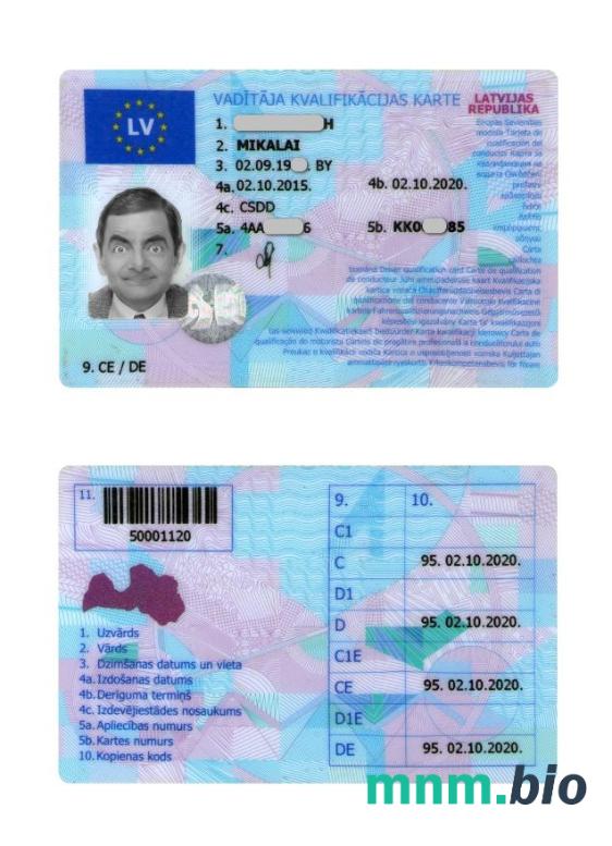 Latvia prawa jazdy szablonw formacie PSD, ze wszystkimi czcionkami